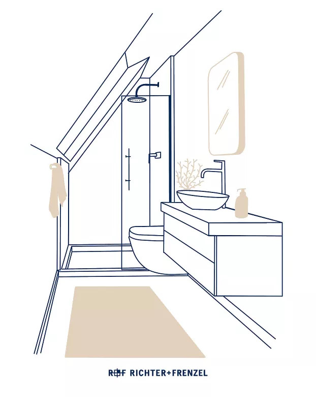 Schmales Bad mit Dachschräge