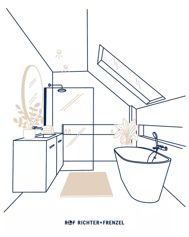 Dachbad mit freistehender Wanne