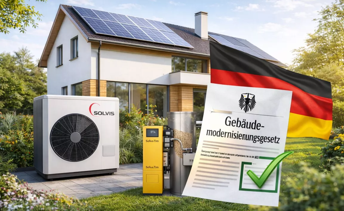 Moderne Wärmepumpe für Heizungsmodernisierung nach Gebäudemodernisierungsgesetz 2026